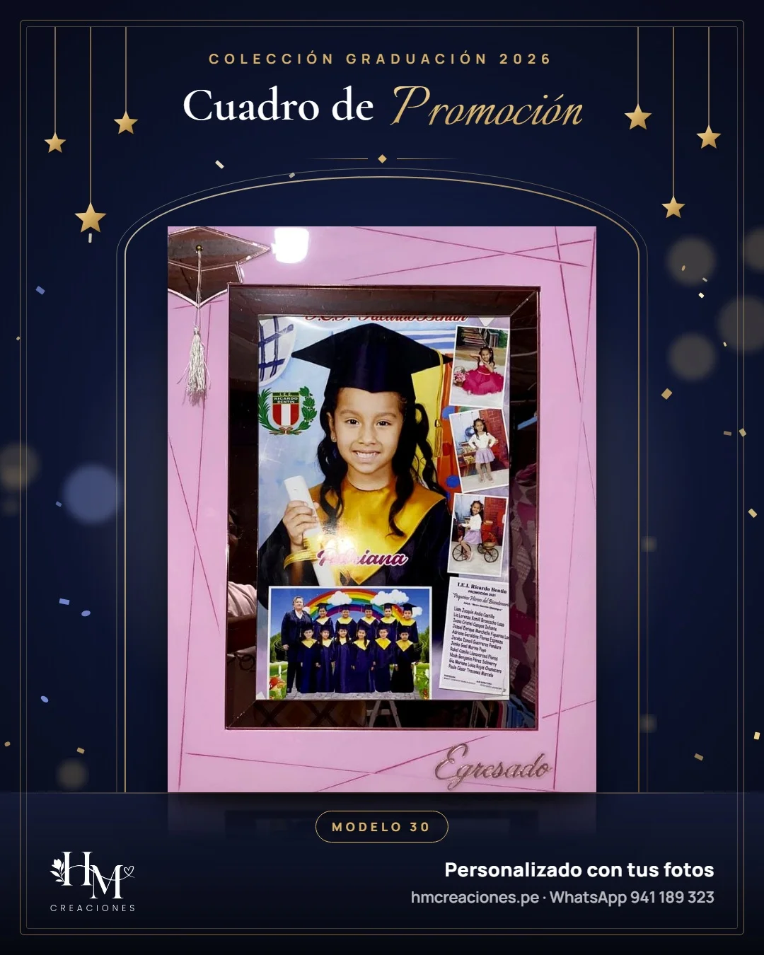 Cuadro de promoción Modelo 30 · Rosado con líneas