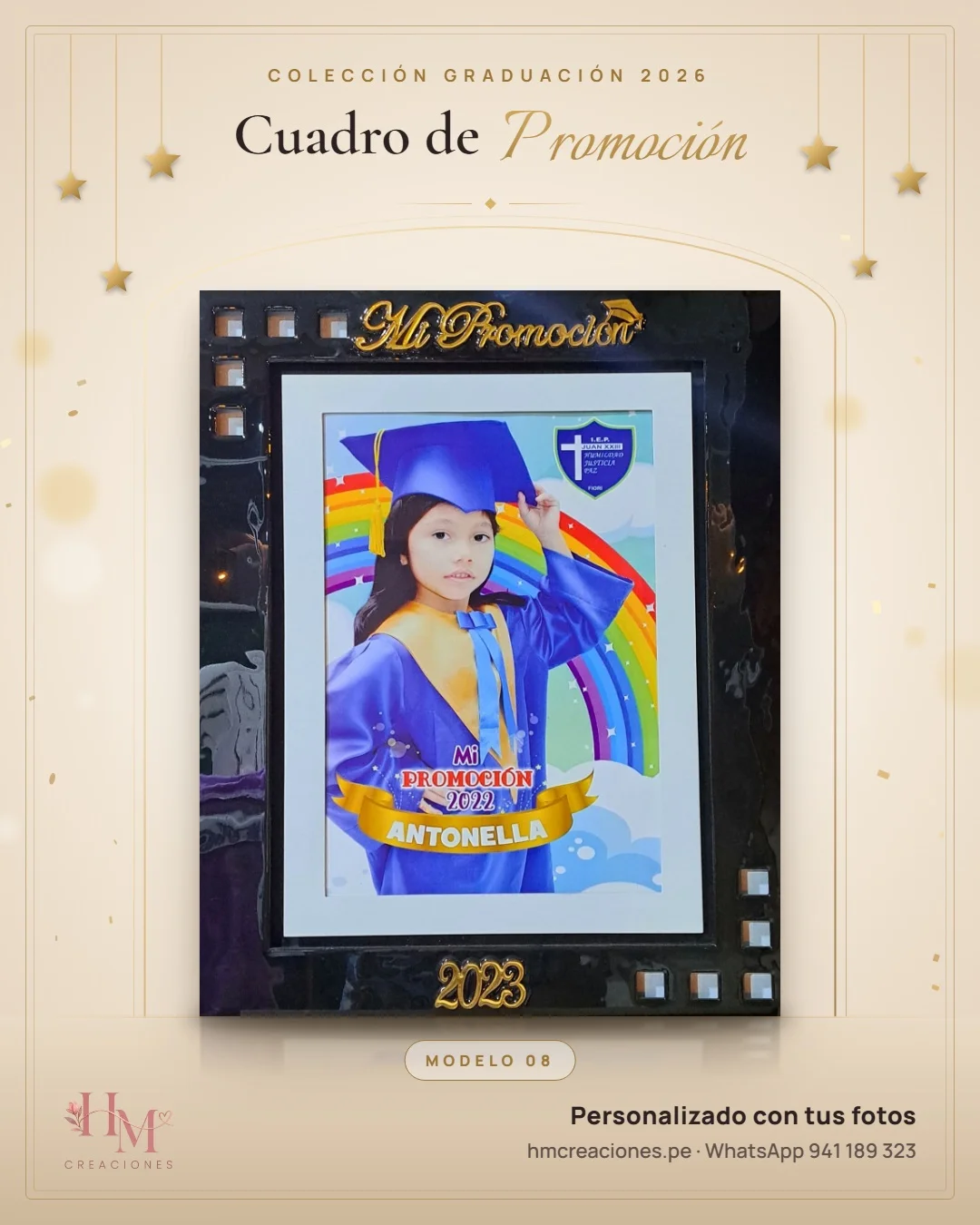 Cuadro de promoción Modelo 08 · Negro calado para inicial