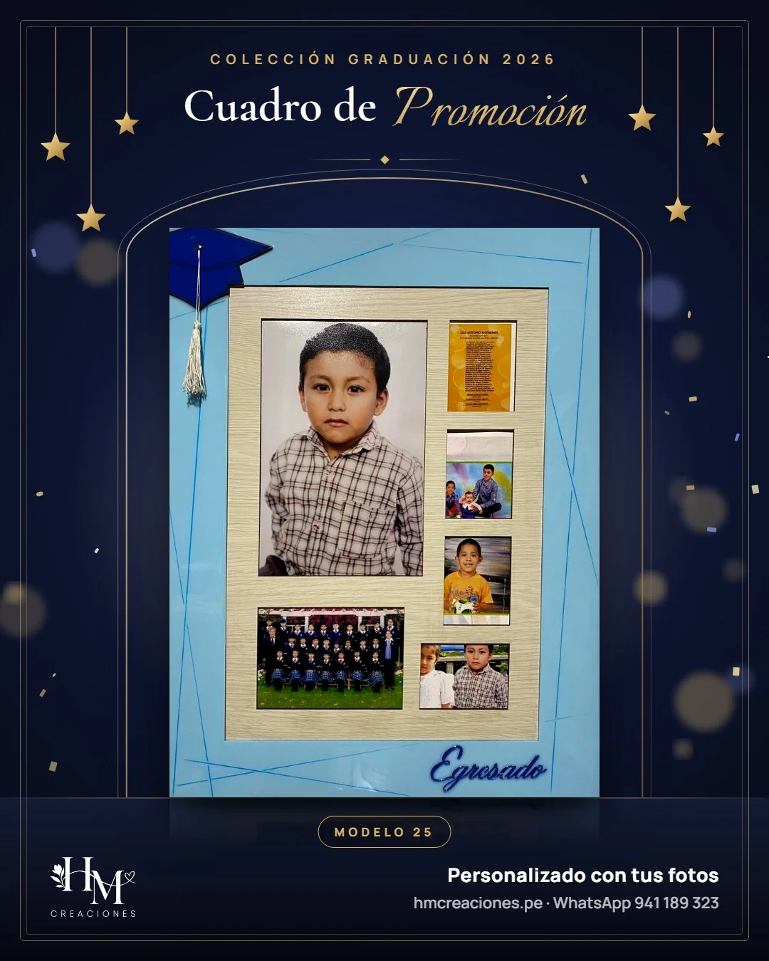 Cuadro de promoción Modelo 25 · Celeste de 6 fotos