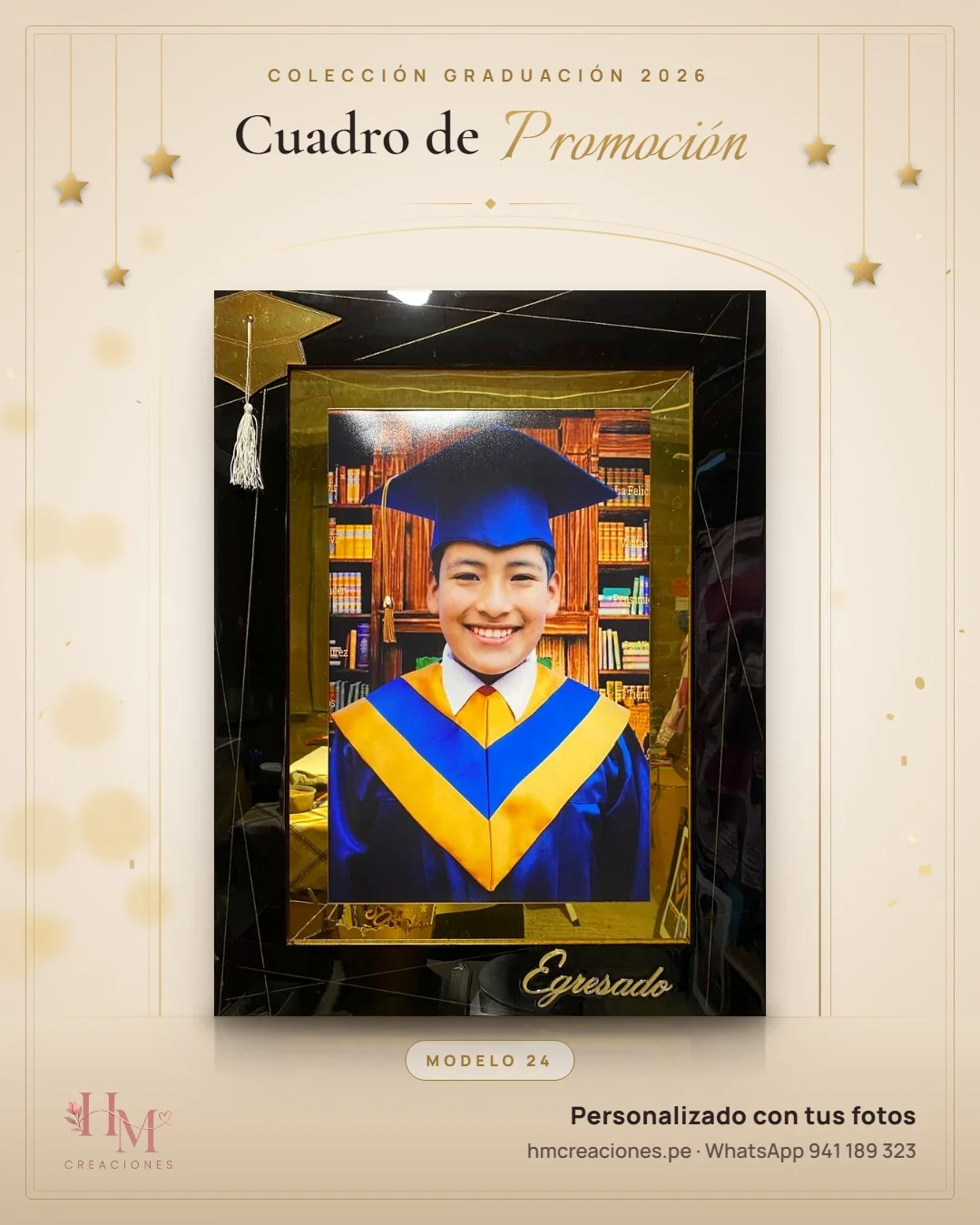 Cuadro de promoción Modelo 24 · Negro con interior dorado