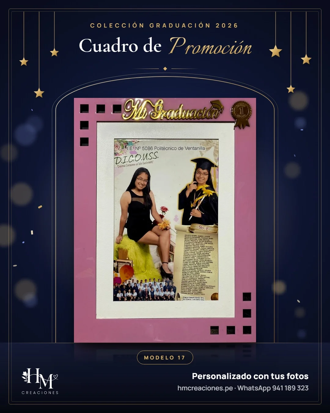 Cuadro de promoción Modelo 17 · Rosado con medalla