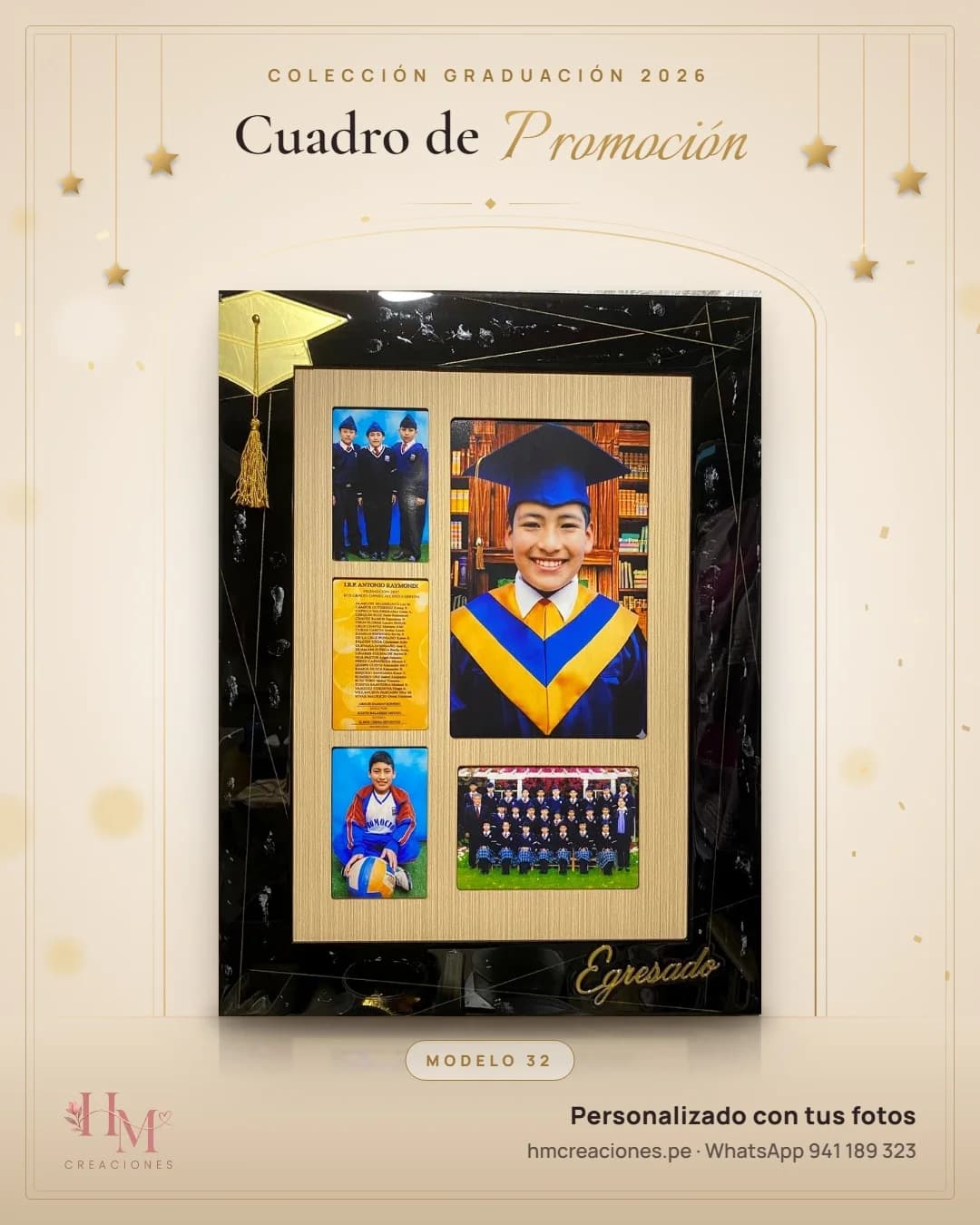 Cuadro de promoción Modelo 32 · Mármol negro y dorado