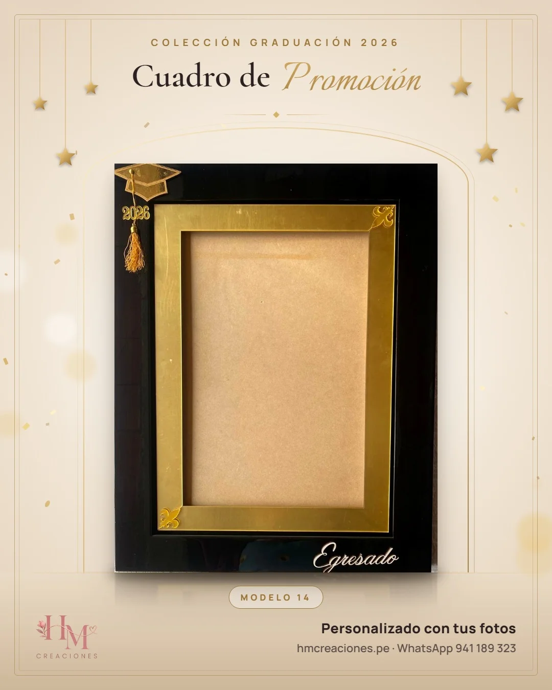 Cuadro de promoción Modelo 14 · Negro espejo dorado