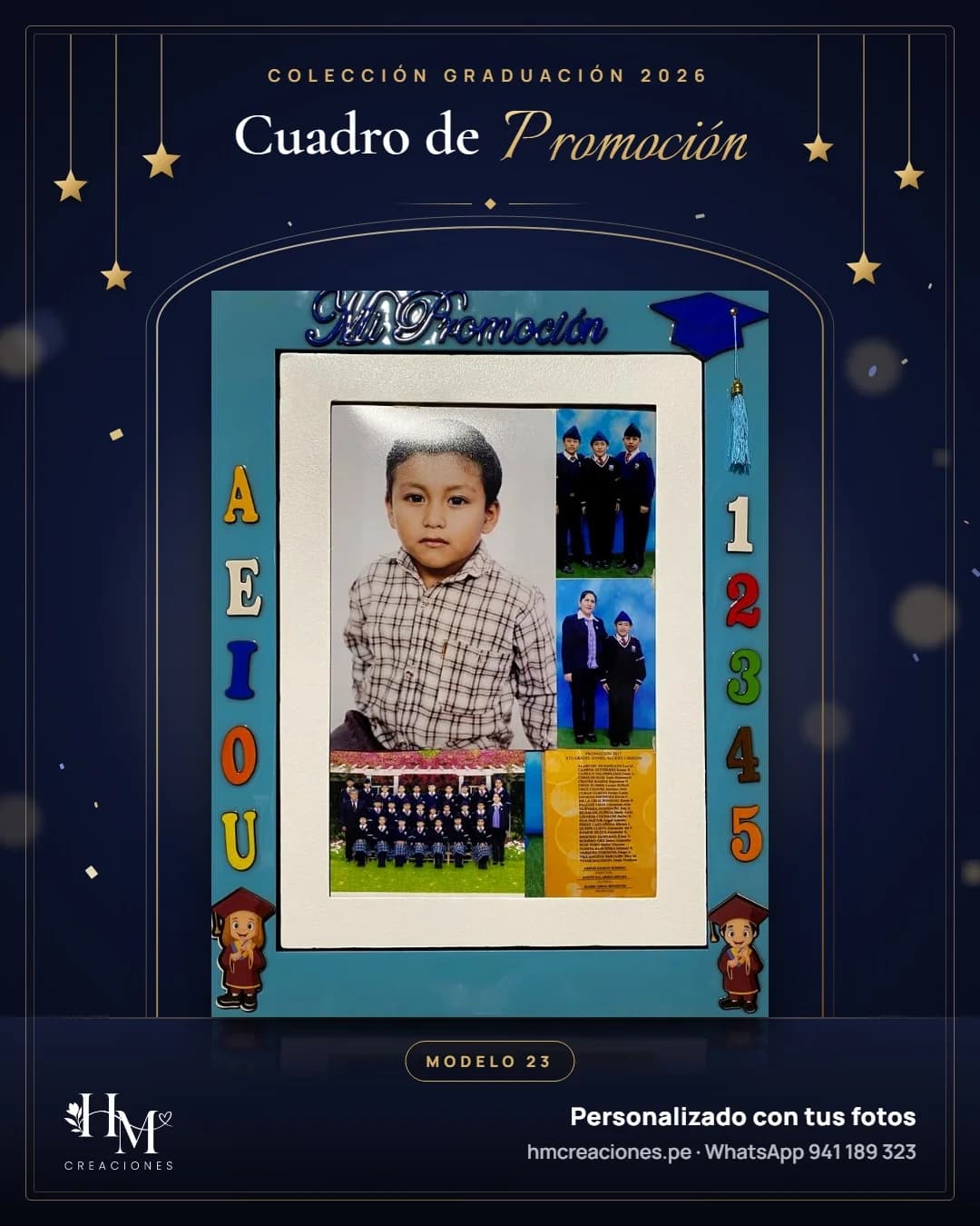 Cuadro de promoción Modelo 23 · Inicial con vocales y números