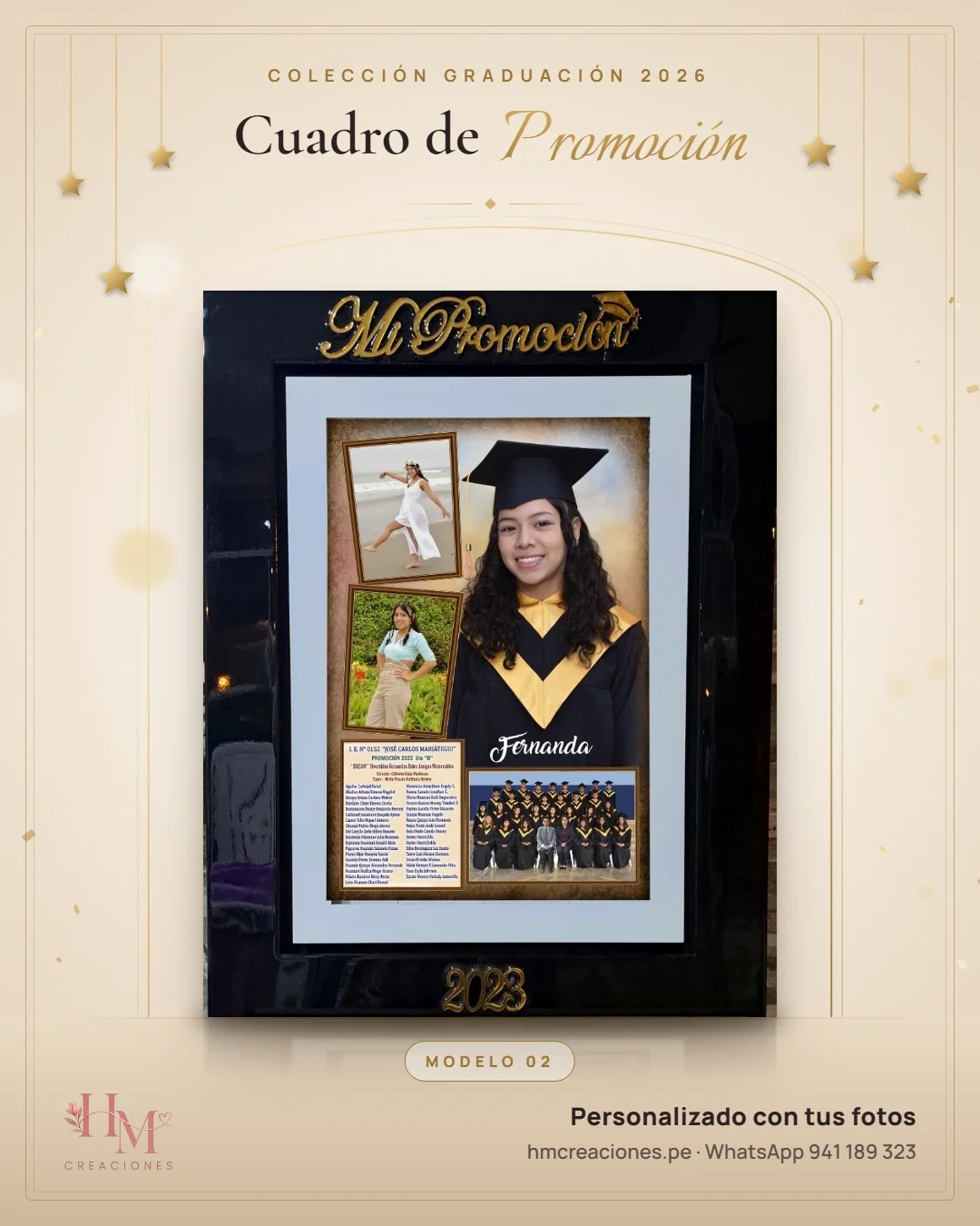 Cuadro de promoción Modelo 02 · Negro y dorado