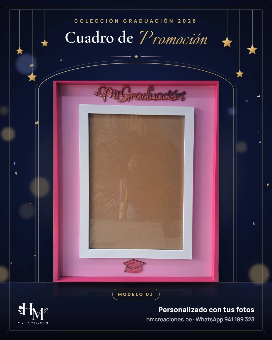 Cuadro de promoción Modelo 03 · Rosado escarchado